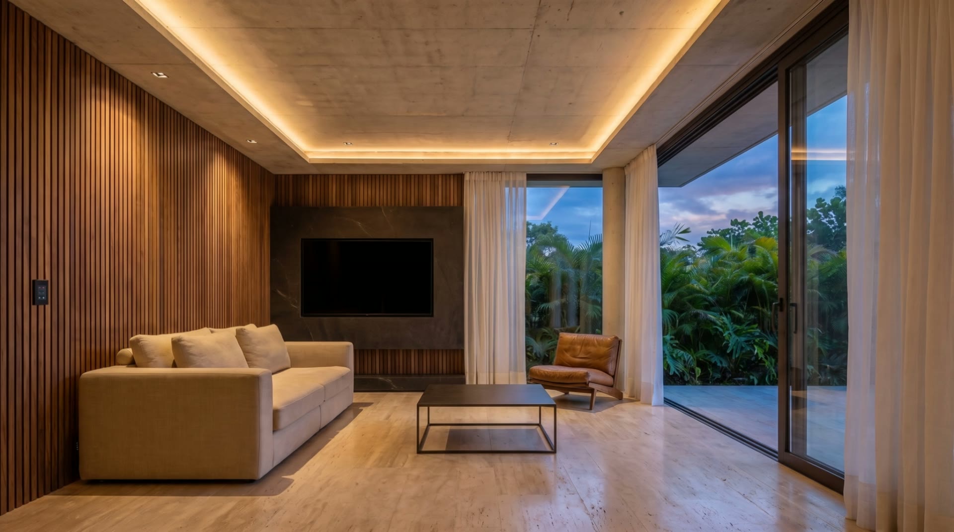 Recorrido nocturno por una casa inteligente en Santa Cruz: del living iluminado a la fachada